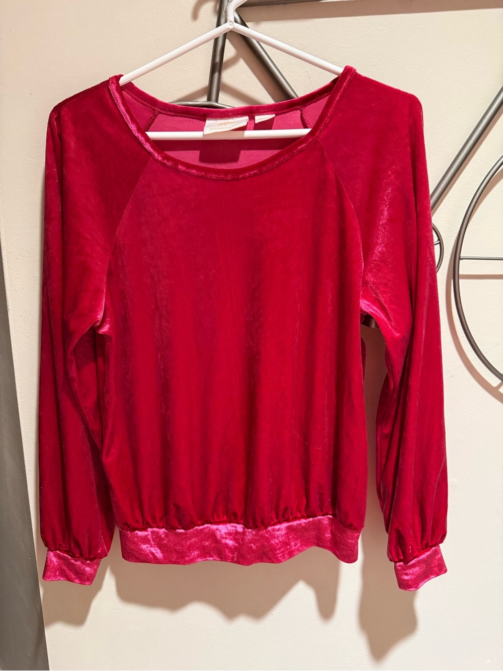 Anthropologie Maeve Hot Pink Crushed Velvet Long Sleeve Top Extra Small